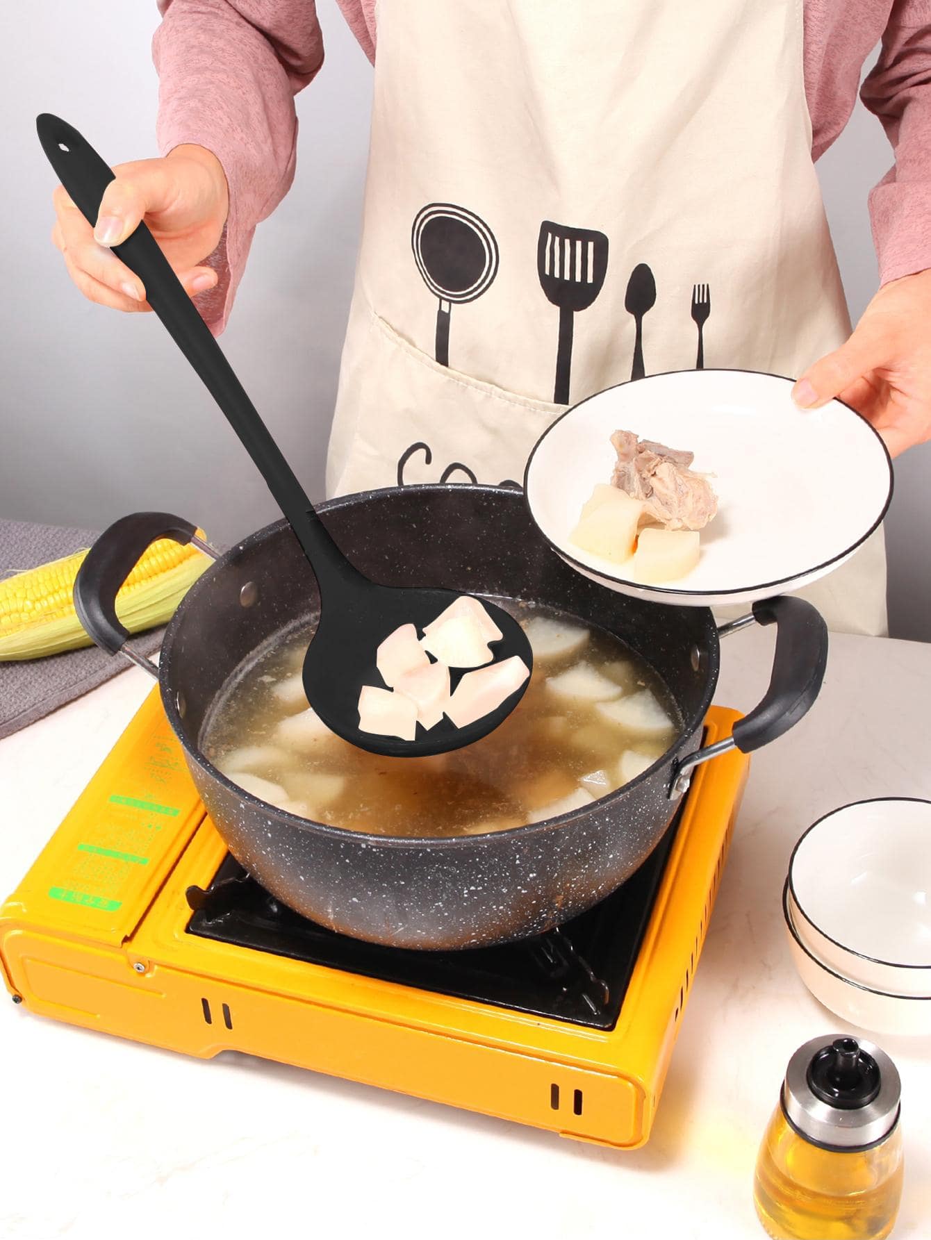 1入組素色矽膠湯勺