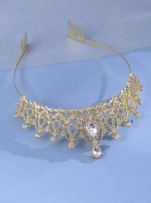 1 chiếc băng đô nữ đính đá vương miện thiết kế quyến rũ cho bữa tiệc - Vàng - Xem 3