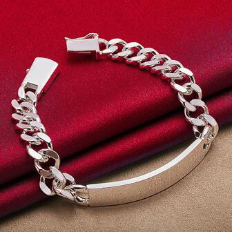 Bijou mode Bracelet géométrique en argent 925 de haute qualité 10 mm pour femmes et hommes, prix d'usine