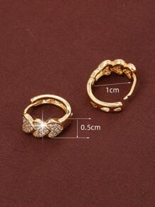 1 Paar elegante Creolen mit Herz-Zirkonia Dekor für Frauen als tägliche Deko, Valentinstag - Goldgelb - Übersicht 3