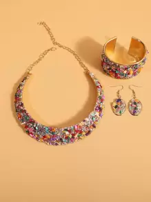 4peças Conjunto de joias decoração de lantejoulas
