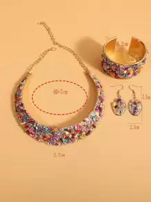 4peças Conjunto de joias decoração de lantejoulas