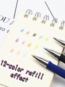 Khẩu Hiệu Thiết Kế Cơ Bút Chì Với 12 Chiếc Đổ Sáng Tạo Di Động Sinh Viên Cơ Bản Cơ Bút Chì - Màu xanh lam - Xem 7