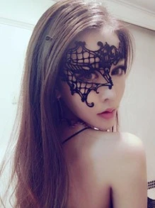 Sexy Women Guipure Lace Panel Hollow Out Fashion Costume Eye Shield For Party Skull Skeleton Halloween Valentine's Day