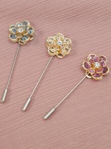 3pcs Pha lê Trang trí Hoa Ghim khăn - Nhiều màu - Xem 1