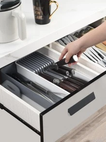 QYeah 1 Dụng Cụ Giữ Dao Đa Năng, Khối Dao Nhựa Hiện Đại Cho Nhà Bếp - Xám - Xem 3
