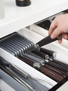 QYeah 1 Dụng Cụ Giữ Dao Đa Năng, Khối Dao Nhựa Hiện Đại Cho Nhà Bếp - Xám - Xem 6