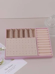 1入組中密度纖維板首飾類展示極簡風格大容量多格首飾託盤適用於家庭 - 粉色 - 查看 7
