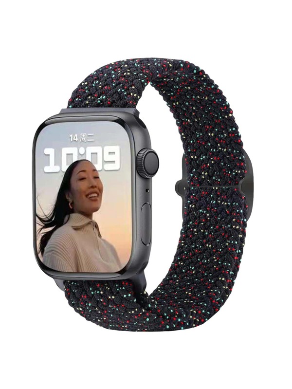 1pc Black Fashionable Polyamide Watchband 38mm/40mm/41mm/42mm/44mm/45mm/49mm, Compatible With Apple Watch 1/2/3/4/5/6/7/8/SE/Ultra