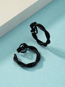 2 piezas Pendientes de aro abierto con diseño girante - Negro - Ver 4