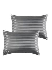 2入組緞面枕套，柔滑光滑面料，信封式閉合，方便簡易安裝 - 深灰色 - 查看 12