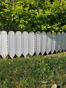 5 piezas/set PVC jardín decorativo moderno unicolor vegetal jardín valla para exterior - Blanco - Ver 2