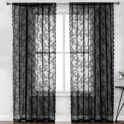 Polyester Single Panel Curtain, European Style Flower Embroidered Single Panel Blackout Curtain For Bedroom And Living Room