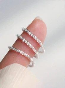 1 件时尚 925 纯银闪亮女士精致戒指适合日常佩戴婚礼派对珠宝礼物