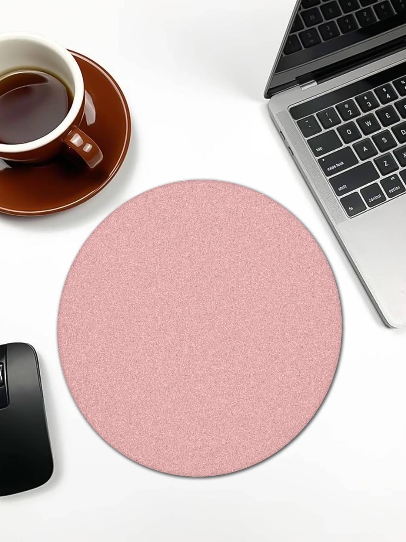 1入組素色圓形鼠標墊簡單多用途防滑鼠標墊、學校、家庭 - 粉色 - 查看 1