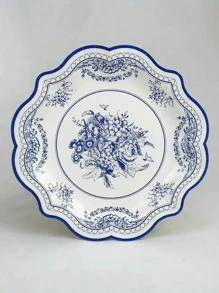 1 Bộ Giấy Dùng Một Lần Đĩa Chinoiserie Họa Tiết Hoa Dùng Một Lần Đĩa Ăn Cho Bữa Tiệc - Nhiều màu - Xem 2