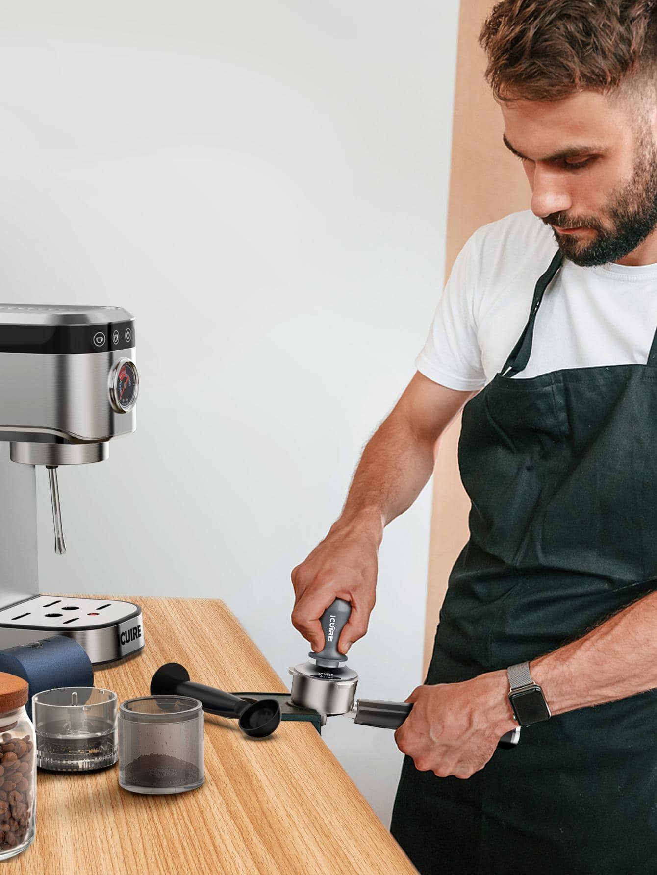 ICUIRE Espresso Tamper, Premium Coffee Tamper for Espresso Machine with