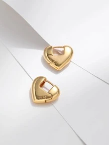 1 par de aretes de aro con diseño de corazón de cobre de moda para mujeres, para decoración diaria y Día de San Valentín