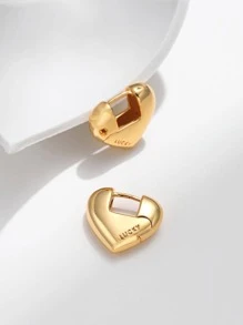 1 par de aretes de aro con diseño de corazón de cobre de moda para mujeres, para decoración diaria y Día de San Valentín