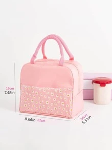 1 Túi Đựng Đồ Ăn Trưa Polyester, Túi Đựng Đồ Ăn Trưa Cách Nhiệt Họa Tiết Hoa Cho Văn Phòng, Trường Học - Màu tím - Xem 6