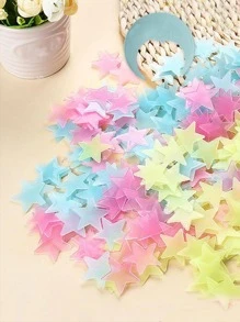 100 Cái/bộ Nhựa Dán Tường, Sáng Tạo Phát Sáng Trong Bóng Tối Thiết Kế Ngôi Sao Decal Dán Tường Cho Gia Đình - Nhiều màu - Xem 4