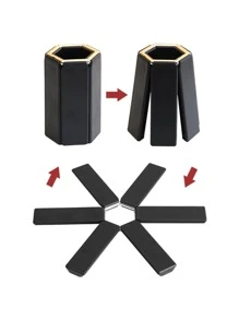 1 miếng cách nhiệt ABS, tấm lót vị trí chịu nhiệt chống bỏng có thể gập lại hiện đại cho bàn ăn - màu đen - Xem 6