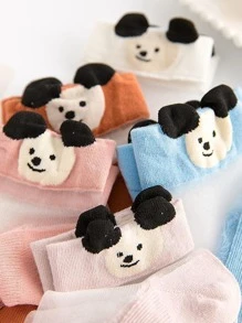 5/10/15双夏季薄款水晶丝可爱3D卡通熊透气吸湿排汗百搭女士短袜 - 彩色 - 查看 6