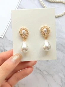 Bông tai thả trang trí ngọc trai giả - Nhiều màu - Xem 2
