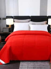 夏季皮膚友好純色被子，酒店風格高級薄被，適合單人/雙人床及空調使用，時尚輕盈的單人午睡床上用品，適用於家庭臥室、客廳和辦公室 - 玫瑰紅 - 查看 2