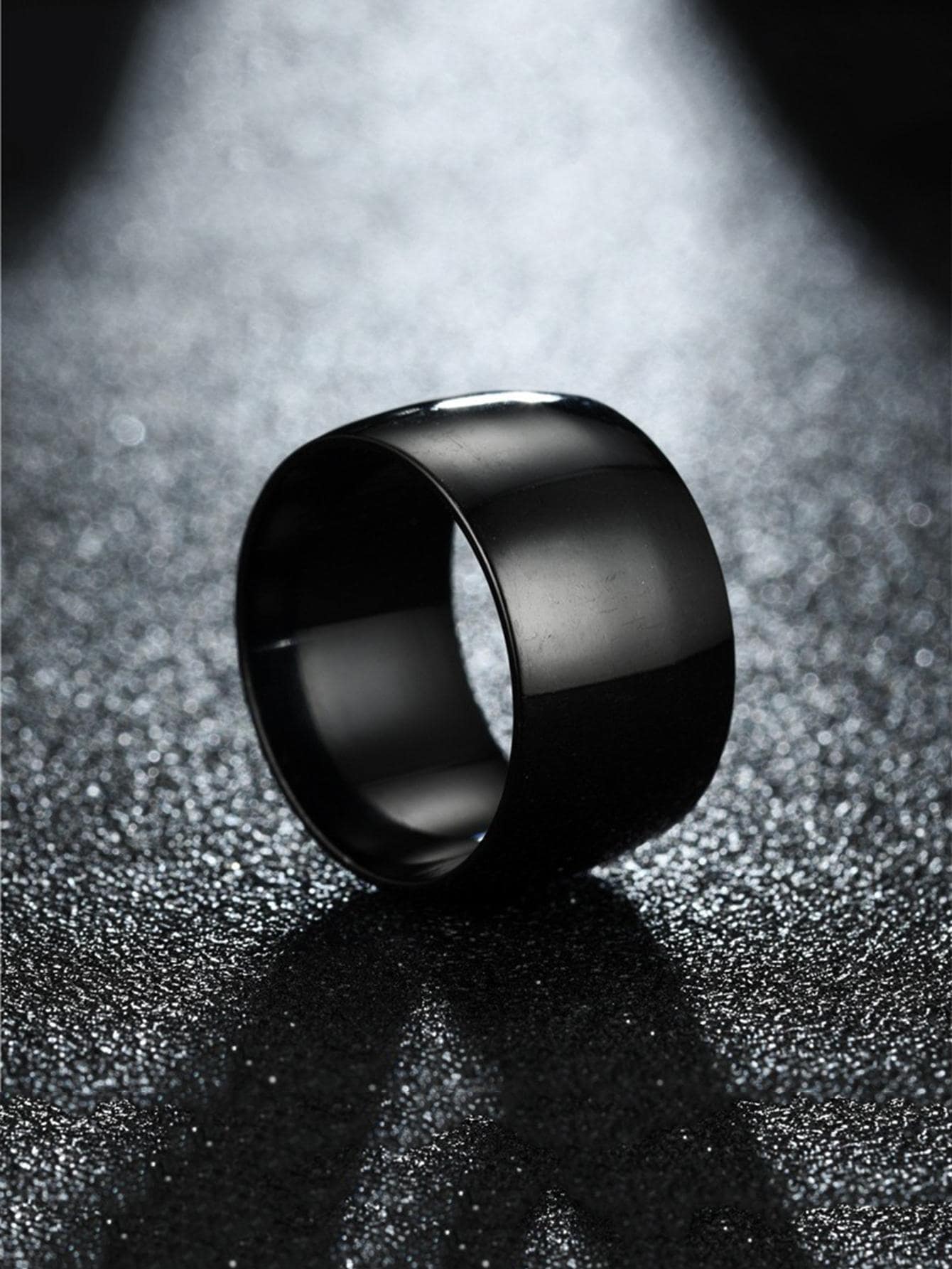 1入組時尚不銹鋼弧設計戒指適合男士日常裝飾,適用於首飾類禮品和派對 - 黑色 - 查看 1