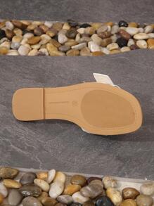 Elegant White Sandals For Women, Buckle Decor Slide Sandals - White - View 5