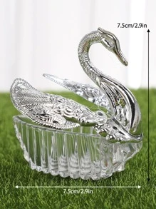 1pc Plastic Candy Storage Box, Modern Swan Decor Box For Home - Silver - View 6