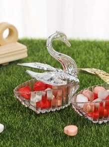 1pc Plastic Candy Storage Box, Modern Swan Decor Box For Home - Silver - View 5