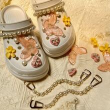 14 CÁI Đồ trang trí giày thiết kế hình bướm và hoa, phụ kiện hoạt hình ghim ABS cho guốc trượt - Nhiều màu - Xem 2