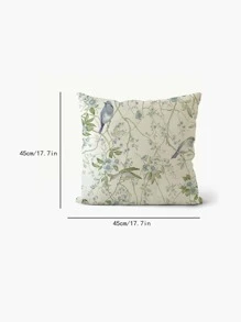 Cottagecore 1 pièce Taie d'oreiller décorative fleur & à motif d'oiseau en lin pour domicile