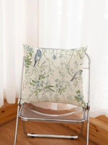Cottagecore 1 pièce Taie d'oreiller décorative fleur & à motif d'oiseau en lin pour domicile
