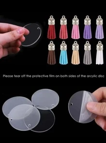 10pcs/pack Blank Acrylic Round Discs For Diy Tassel Creative Pendant, Keychain, Label Tag Making - Clear - View 3