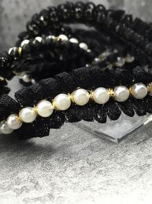 1入組塑膠DIY現代人造珍珠裝飾裝飾織帶適用於DIY - 黑色 - 查看 1