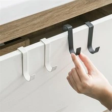 1入組不銹鋼自黏式極簡風格素色顏色門後鉤適用於家庭 - 白色 - 查看 5