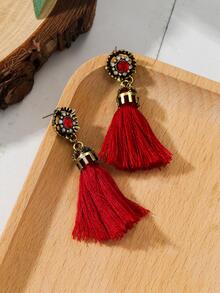 1pair Fashion Zinc Alloy Tassel Drop Earrings For Women For Daily Decoration - Multicolor - View 4
