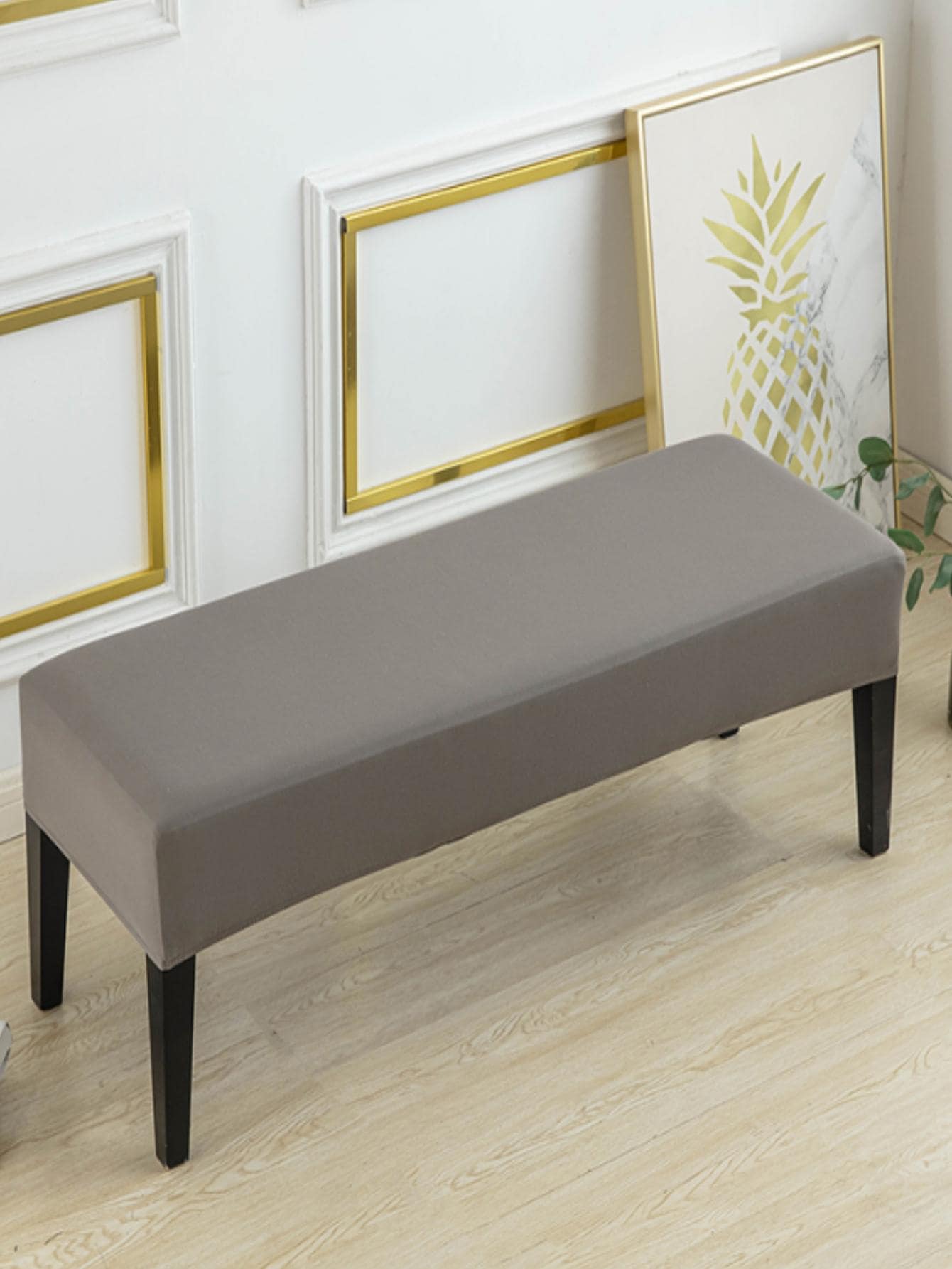 Tấm trải băng ghế màu xám, Tấm phủ ghế ăn co giãn polyester hiện đại cho gia đình - Xám - Xem 1
