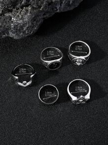 Men's 5pcs/Set Fashion Zinc Alloy Bat & Star Decor Ring For Daily Decoration, For Jewelry Gift And Party - Multicolor - View 4
