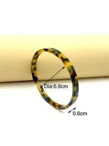 1 Pieza 0.6cm Pulsera De Brazalete Abierto Diaria Adorable Con Patrón De Textura De Concha De Acrílico - Marrón - Ver 2