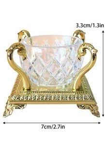 1 Miếng Creative Vàng Thiên nga Cơ sở Kẹo hộp , Với Nhựa trong suốt Chai Và Thu nhỏ Bốn Thiên nga Mạ điện Cơ sở Đứng Kẹo hộp - Vàng - Xem 4