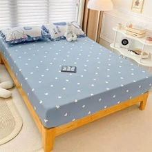 1入組愛心圖案合身現代織物防滑床笠適用於家庭 - 彩色 - 查看 3