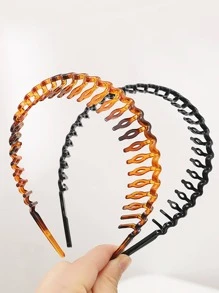 2 chiếc Băng đô thiết kế sóng hình vỏ rùa dành cho nữ cho cuộc sống hàng ngày - màu nâu - Xem 1
