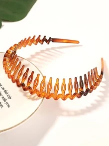 2 chiếc Băng đô thiết kế sóng hình vỏ rùa dành cho nữ cho cuộc sống hàng ngày - màu nâu - Xem 2