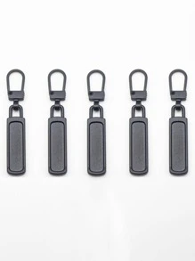 5入組裝縫紉拉鍊拉頭可拆卸金屬拉鍊頭維修套件適用於箱包背包外套拉鍊拉片 - 黑色 - 查看 2