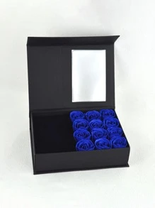 1 件康乃馨花饰品盒，包含 12 朵花，适合母亲节和情人节，带窗口的礼品盒，用于肥皂花和项链（不含珠宝），情人节，礼物 - 藍色 - 查看 9