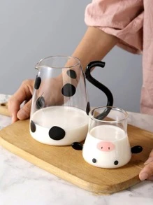 1 set Taza con diseño de vaca de vidrio - transparente - Ver 6